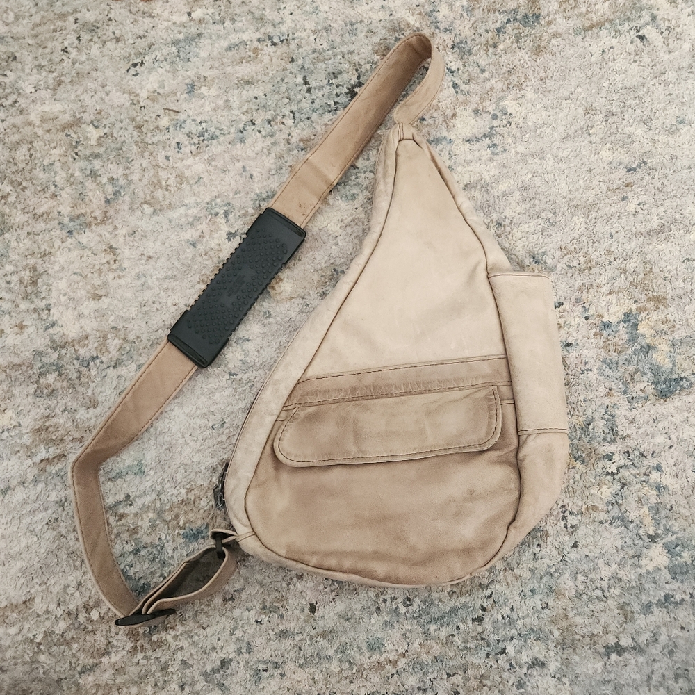 Vintage Leather Sling Crossbody Bag | Unisex Minimalist Chest Bag USA Made